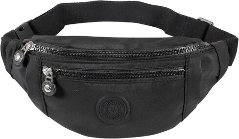 Large Crossbody Fanny Pack with 3-Zipper Pockets,Gifts for Enjoy Sports Festival Workout Traveling Running Casual Hands-Free Wallets Waist Pack Phone Bag Fits All Phones (Black) in Kuwait