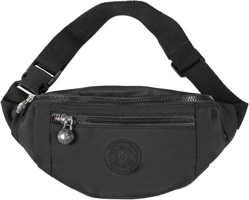 Large Crossbody Fanny Pack with 3-Zipper Pockets,Gifts for Enjoy Sports Festival Workout Traveling Running Casual Hands-Free Wallets Waist Pack Phone Bag Fits All Phones (Black) in Kuwait