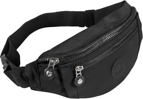Large Crossbody Fanny Pack with 3-Zipper Pockets,Gifts for Enjoy Sports Festival Workout Traveling Running Casual Hands-Free Wallets Waist Pack Phone Bag Fits All Phones (Black) in Kuwait