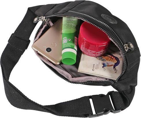 Large Crossbody Fanny Pack with 3-Zipper Pockets,Gifts for Enjoy Sports Festival Workout Traveling Running Casual Hands-Free Wallets Waist Pack Phone Bag Fits All Phones (Black) in Kuwait