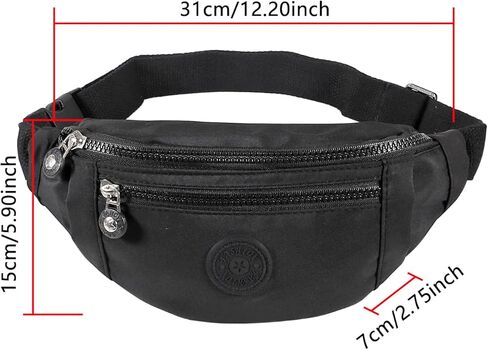 Large Crossbody Fanny Pack with 3-Zipper Pockets,Gifts for Enjoy Sports Festival Workout Traveling Running Casual Hands-Free Wallets Waist Pack Phone Bag Fits All Phones (Black) in Kuwait