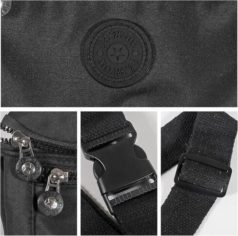 Large Crossbody Fanny Pack with 3-Zipper Pockets,Gifts for Enjoy Sports Festival Workout Traveling Running Casual Hands-Free Wallets Waist Pack Phone Bag Fits All Phones (Black) in Kuwait