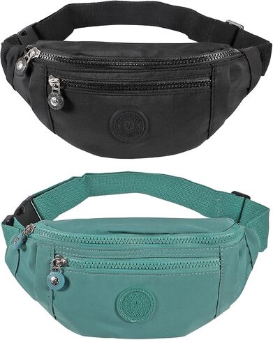 Large Crossbody Fanny Pack with 3-Zipper Pockets,Gifts for Enjoy Sports Festival Workout Traveling Running Casual Hands-Free Wallets Waist Pack Phone Bag Fits All Phones (Black) in Kuwait