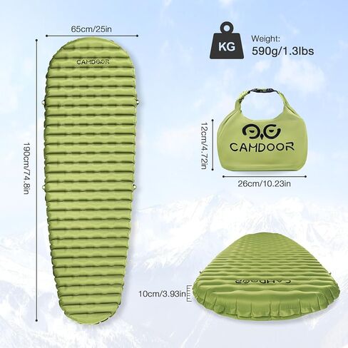 Camping Sleeping Pad, 1.3LB Ultralight Self Inflating Sleeping Pad, Patchworkable Insulated Sleeping Mat with 6.8 R-Value Insulated Camping Mat for Camping, Hiking, Travel, with inflatable bag in Saudi Arabia