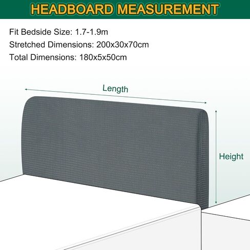 uxcell Bed Headboard Slipcover, 1.8m Stretch Bed Headboard Cover Dustproof Protector Cover Jacquard Furniture Cover for 1.7-1.9m Headboard, Dark Grey in Saudi Arabia