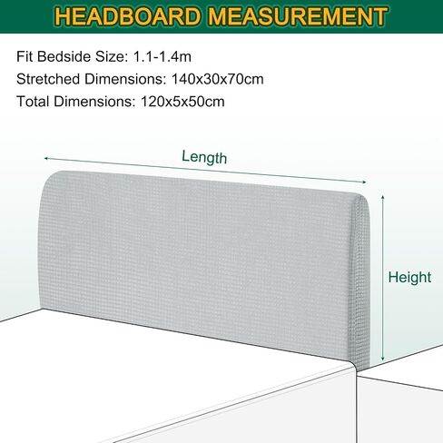 uxcell Bed Headboard Slipcover, 1.8m Stretch Bed Headboard Cover Dustproof Protector Cover Jacquard Furniture Cover for 1.7-1.9m Headboard, Dark Grey in Saudi Arabia