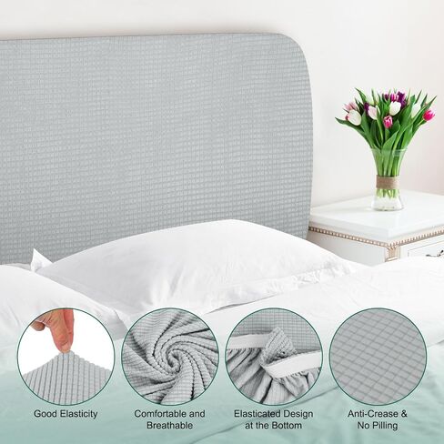 uxcell Bed Headboard Slipcover, 1.8m Stretch Bed Headboard Cover Dustproof Protector Cover Jacquard Furniture Cover for 1.7-1.9m Headboard, Dark Grey in Saudi Arabia