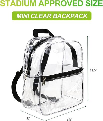حقيبة ظهر شفافة صغيرة لمناسبات الاستاد، حقيبة استاد شفافة مع جيب أمامي للحفلات الموسيقية والمناسبات الرياضية والسفر والعمل in Kuwait