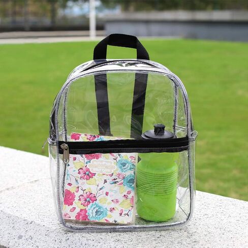 حقيبة ظهر شفافة صغيرة لمناسبات الاستاد، حقيبة استاد شفافة مع جيب أمامي للحفلات الموسيقية والمناسبات الرياضية والسفر والعمل in Kuwait