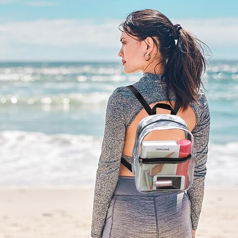 حقيبة ظهر شفافة صغيرة لمناسبات الاستاد، حقيبة استاد شفافة مع جيب أمامي للحفلات الموسيقية والمناسبات الرياضية والسفر والعمل in Kuwait