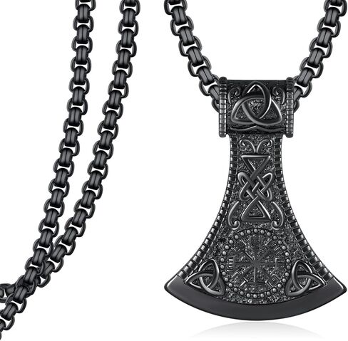 Viking Necklace for Men 925 Sterling Silver Viking Axe Necklace Norse Viking Gifts for Men Women in Saudi Arabia