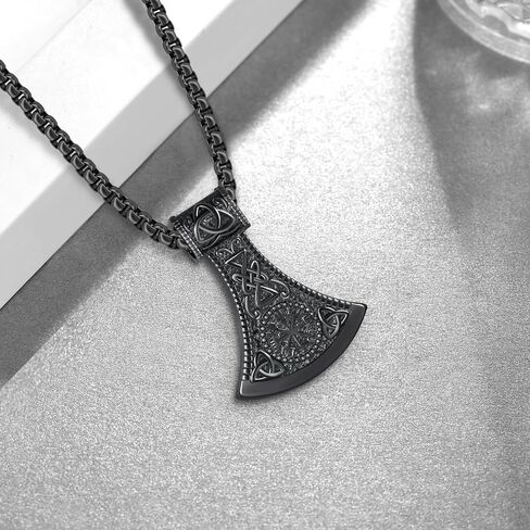 Viking Necklace for Men 925 Sterling Silver Viking Axe Necklace Norse Viking Gifts for Men Women in Saudi Arabia