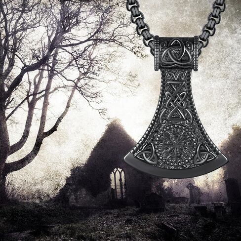 Viking Necklace for Men 925 Sterling Silver Viking Axe Necklace Norse Viking Gifts for Men Women in Saudi Arabia