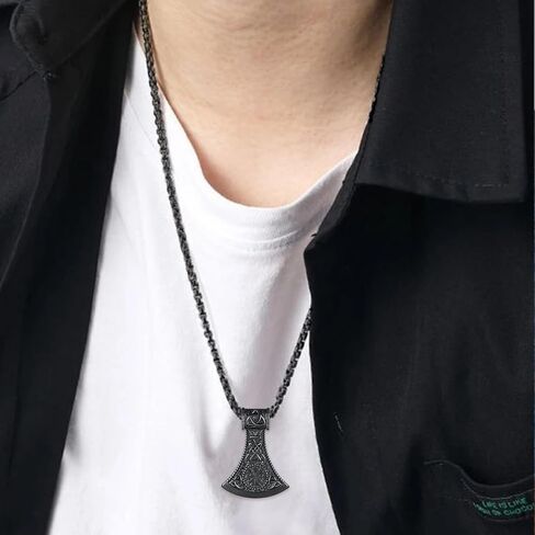 Viking Necklace for Men 925 Sterling Silver Viking Axe Necklace Norse Viking Gifts for Men Women in Saudi Arabia