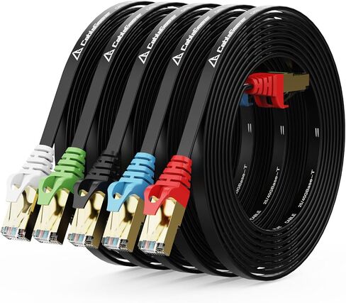 CableGeeker Cat8 Shielded Flat Ethernet Cables, 5 ft, 5-Pack, Multicolor in Saudi Arabia