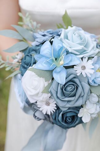 Artificial flower box set silk fake flowers for DIY wedding hand bouquet flower arrangement bouquet centerpiece decorations baby shower party home decorations (Burgundy) in Saudi Arabia