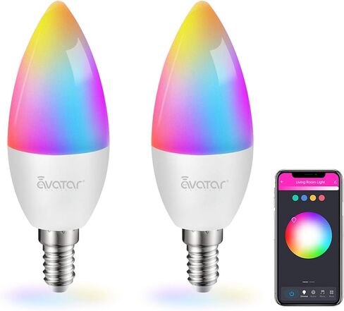 6 Pack E12 Smart Bulbs, Alexa WiFi Candelabra Smart Light Bulbs 5W 2700K-6500K Color Changing Dimmable RGBCW, Music Timer Ceiling Fan Smart B11 Candle Base Small LED Light Bulb, 2.4GHz WiFi in Kuwait
