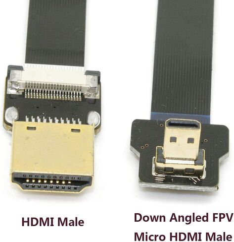 تشينيانغ CY HDMI ذكر إلى مايكرو HDMI ذكر 90 درجة بزاوية FPC كابل مسطح 20 سم لـ FPV HDTV Multicopter التصوير الجوي منفذ HDMI in Kuwait