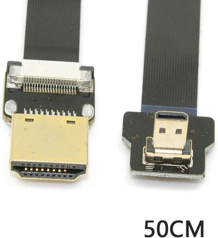تشينيانغ CY HDMI ذكر إلى مايكرو HDMI ذكر 90 درجة بزاوية FPC كابل مسطح 20 سم لـ FPV HDTV Multicopter التصوير الجوي منفذ HDMI in Kuwait