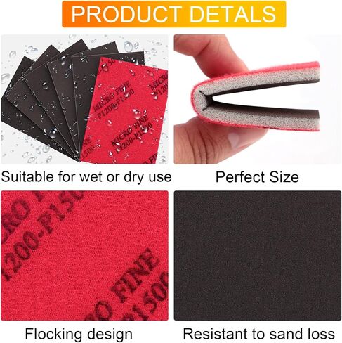 24 Pcs 320-2500 Grit Sanding Sponge Set, Ultra Fine Foam Sanding Pads, Wet Sanding Paper, Sanding Sponges for Wood, Drywall Sanding Sponge, Soft Foam Sand Block for Model, Metal, Furniture Polishing in Saudi Arabia