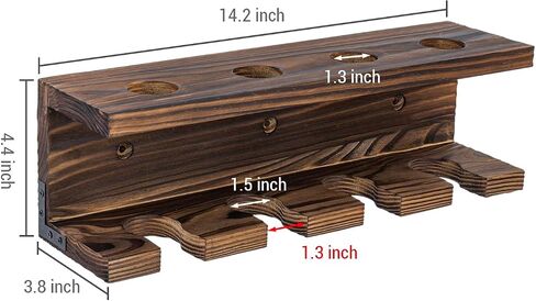 MyGift Solid Burnt Wood Baseball Bat Holder and Ball Display Shelf, Wall Mounted Sports Memorabilia and Collectibles Floating Shelf in Kuwait