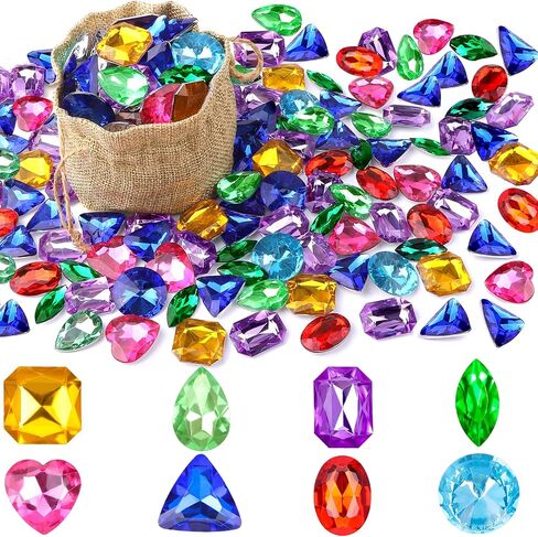 18PCS Diving Gem Pool Toys, Acrylic Big Colorful Diamonds Pirate Treasure Diving Gems Underwater Swimming Toys for Kids Summer Pool Beach Party Favor Games Gifts in Saudi Arabia