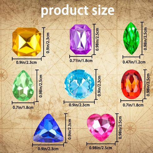 18PCS Diving Gem Pool Toys, Acrylic Big Colorful Diamonds Pirate Treasure Diving Gems Underwater Swimming Toys for Kids Summer Pool Beach Party Favor Games Gifts in Saudi Arabia