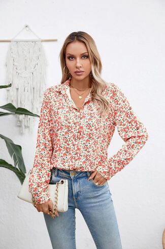 بلوزات COUXILY للنساء، قمصان عصرية بأكمام طويلة وأزرار سفلية، قمصان كاجوال أنيقة، بلوزات عمل in Kuwait