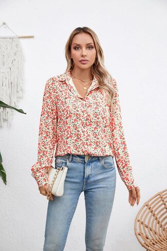 بلوزات COUXILY للنساء، قمصان عصرية بأكمام طويلة وأزرار سفلية، قمصان كاجوال أنيقة، بلوزات عمل in Kuwait