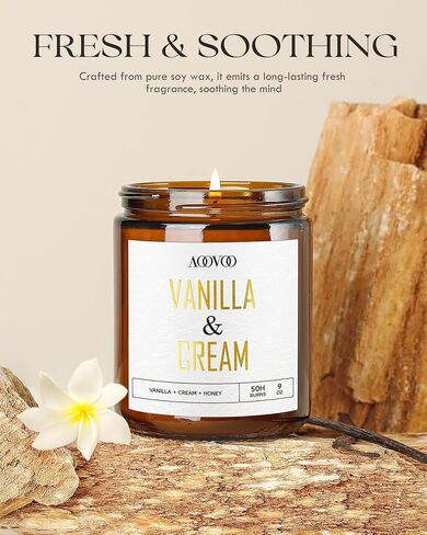 AOOVOO Sandalwood Oud Candle - Sandalwood Candle, Scented Candles, Soy Candles, Aromatherapy Candle, Soy Wax Candle, Candle for Home Scented, 9oz in Saudi Arabia