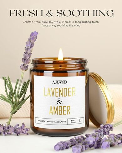 AOOVOO Sandalwood Oud Candle - Sandalwood Candle, Scented Candles, Soy Candles, Aromatherapy Candle, Soy Wax Candle, Candle for Home Scented, 9oz in Saudi Arabia
