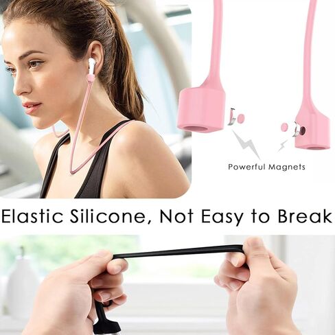 أشرطة مغناطيسية قوية للغاية مضادة للفقد لأجهزة AirPods، حبل رياضي من السيليكون الناعم الملون متوافق مع Airpods 1st 2nd 3rd Generation Pro 3 2 1، حبل حبل للرقبة - أسود in Kuwait