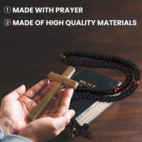 Quelay 2 Pcs Handmade Christian 100 Knot Prayer Rope and Christian 33 Knot Orthodox Greek Prayer Rope with Red Bead Protection Blessing Cross Charm Tassel Car Hanging Charm Christmas Gift in Saudi Arabia