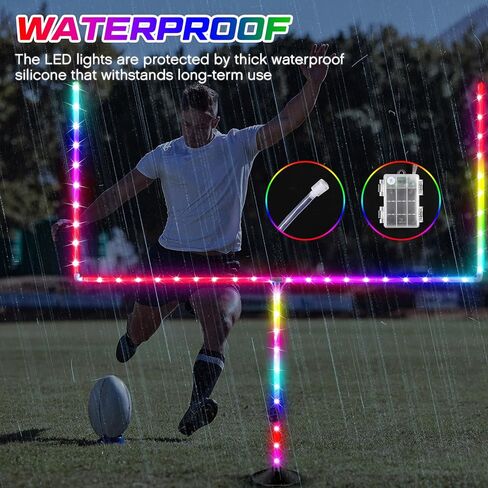 Hiboom 16.4 قدم LED ملعب كرة قدم أضواء عمود الهدف 16 لون متغير مقاوم للماء LED ضوء التحكم عن بعد لـ 8 أقدام وأصغر لعبة كرة قدم في الفناء الخلفي في الليل (لا يشمل عمود الهدف) in Kuwait