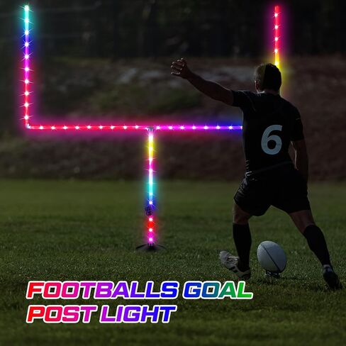 Hiboom 16.4 قدم LED ملعب كرة قدم أضواء عمود الهدف 16 لون متغير مقاوم للماء LED ضوء التحكم عن بعد لـ 8 أقدام وأصغر لعبة كرة قدم في الفناء الخلفي في الليل (لا يشمل عمود الهدف) in Kuwait