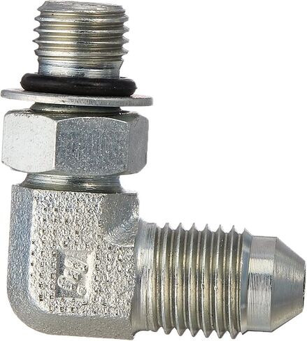 Brennan Industries 6801-04-03-NWO-FG تركيب أنبوب الكوع من الفولاذ المطروق 90 ​​درجة، 7/16 بوصة -20 SAE × 3/8 بوصة -24 خيط SAE ORB، 1/4 بوصة JIC ذكر × 1/4 بوصة ذكر قابل للتعديل يا الدائري بوس in Saudi Arabia