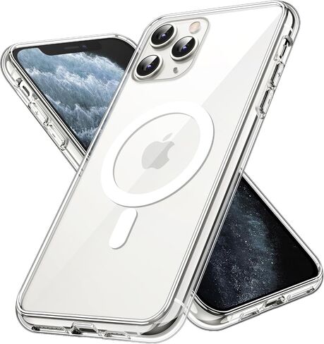 حافظة JETech المغناطيسية لهاتف iPhone 11 Pro مقاس 5.8 بوصة متوافقة مع الشحن اللاسلكي MagSafe، غطاء ممتص الصدمات للهاتف مقاوم للصدمات، ظهر شفاف مضاد للخدش (شفاف) in Saudi Arabia