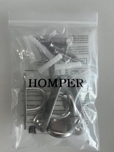 HOMPER 4Pcs M6 304 Stainless Steel Oblong Pad Eye Plate, Marine Hardware Staple Hook Loop with 12 Screws and Plastic Plugs in Saudi Arabia