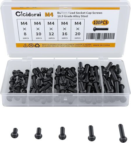 M4 x 20mm 25mm 30mm 35mm 40mm Hex Socket Head Cap Screws Bolts, 12.9 Grade Alloy Steel, Black Oxide Finish, Fully Threaded, Metric Allen Hex Drive, Assortment Kit 50Pcs in Kuwait