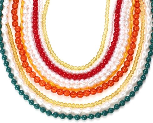 Multi-Layered Beaded Pearl Choker Necklace, Flapper Beads Cluster Long Choker Necklace, Multi-Strand Statement Necklace in Saudi Arabia