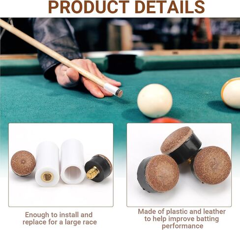 10 Sets Billiard Cues Tips Replacement Kit, 12mm Pool Cue Stick Ferrules with Screw On Pool Cue Tips, Pool Stick Tips is Practical and Convenient to Use in Saudi Arabia
