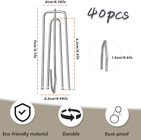 40Pcs Curtain Pleat Hooks for Drapes, Drapery Pins Drapery Hooks for Pleated Drapes, Stainless Steel Pinch Pleat Curtain Hooks Curtain Hangers (40) in Saudi Arabia