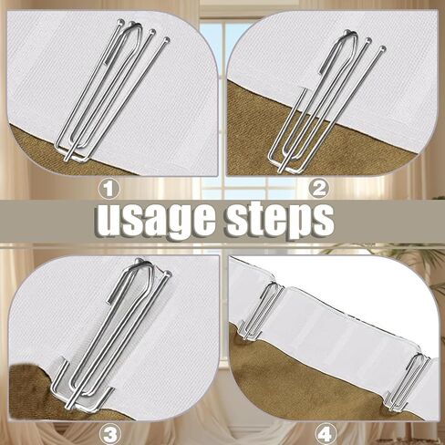 40Pcs Curtain Pleat Hooks for Drapes, Drapery Pins Drapery Hooks for Pleated Drapes, Stainless Steel Pinch Pleat Curtain Hooks Curtain Hangers (40) in Saudi Arabia