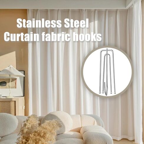 40Pcs Curtain Pleat Hooks for Drapes, Drapery Pins Drapery Hooks for Pleated Drapes, Stainless Steel Pinch Pleat Curtain Hooks Curtain Hangers (40) in Saudi Arabia
