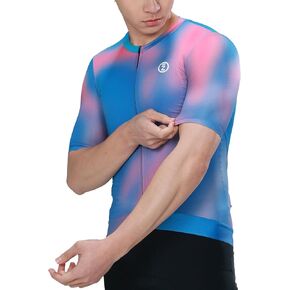 INBIKE Breathable Cycling Jersey Men, Moisture Wicking Full Zipper Short Sleeve with 3 Rear Pockets Quick Dry Reflective