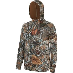 BASSDASH Men’s Fleece Lined Fishing Hoodies Water Resistant Performance Pullover Sweatshirts Stretchy Hunting Workout FS32M
