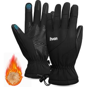 ihuan Winter Gloves Women Men Waterproof - Cold Weather Ski Warm Thermal Snow Gloves Touch Screen Fingers, Driving Hiking Motorcycle Cycling Insulated