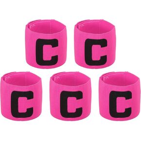 PATIKIL 11.8 x 2.8 Soccer Captain Armband, 5Pcs Nylon Elastic Protective Arm Badge for Youth Adult Team Training, Rose Red