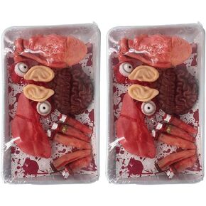 Veemoon 1 Bag 2 Halloween Body Organ Props,Bloody Organs Broken Body Parts for Haunted House Decorations Halloween Party Indoor Outdoor Decoration (Assorted Color)