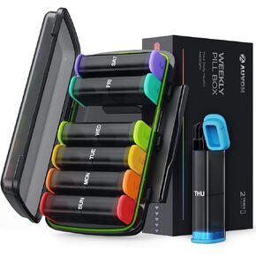 AUVON Sleek Weekly Pill Organizer 2 Times a Day with Double Moisture-Proof Design, Compact AM PM Pill Box 7 Day, Pill Case, Large Pill Container for Medication, Vitamins, Fish Oils, Supplements